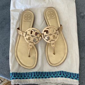 Tory Burch Gold Miller Thong Sandals